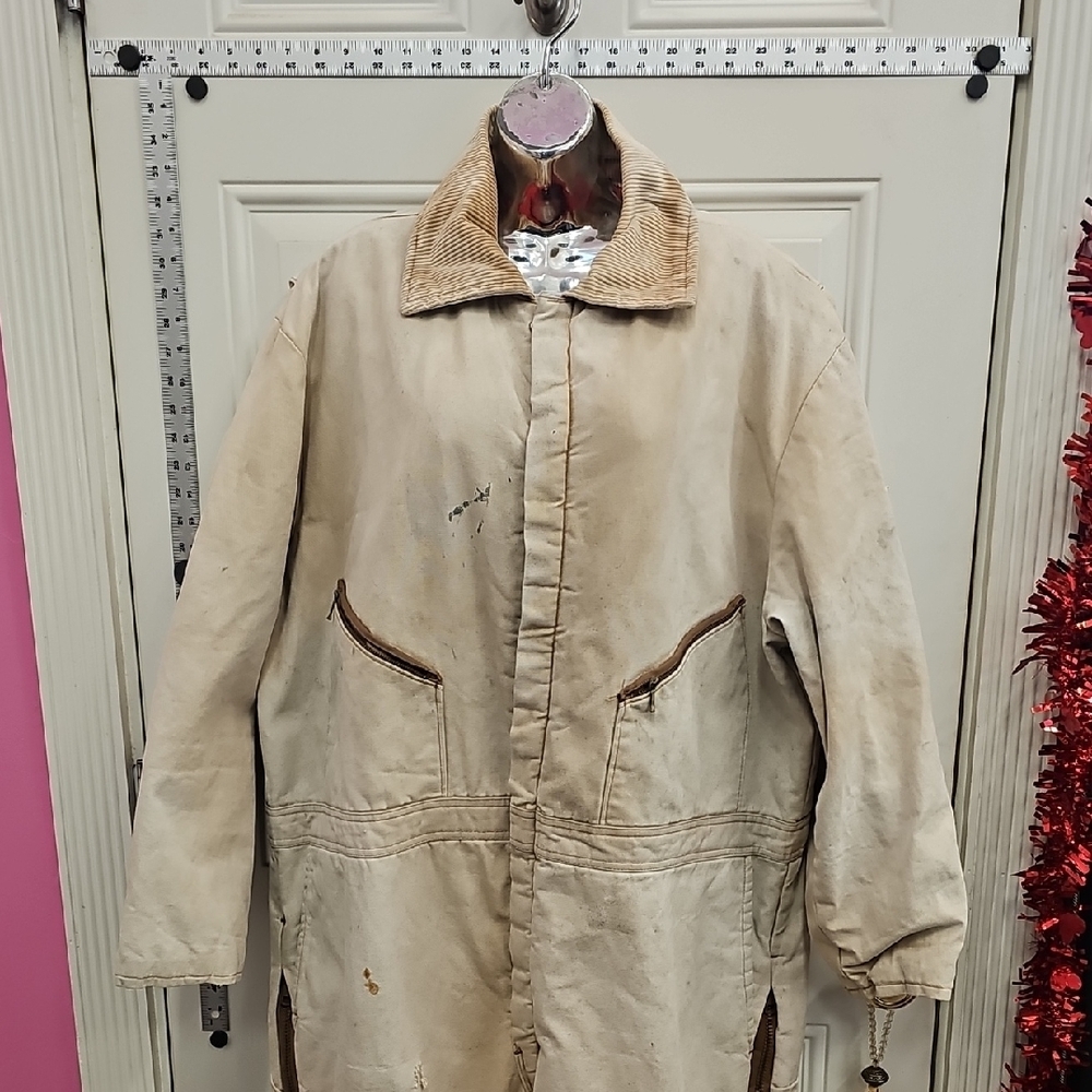 Men, Tan, Jumper, Corduroy, Work, Outdoors, Canvas, Vintage, Warm, Winter, Used